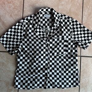 Rare Wray NYC Bowen Black and White Checkered linen blend Shirt